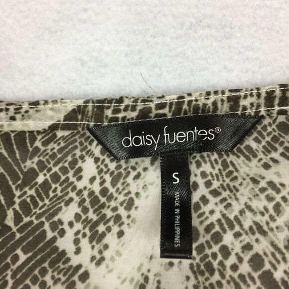 Daisy Fuentes Peasant Blouse Size Small Womens Beige Cream Sheer Print Top S - Picture 3 of 7